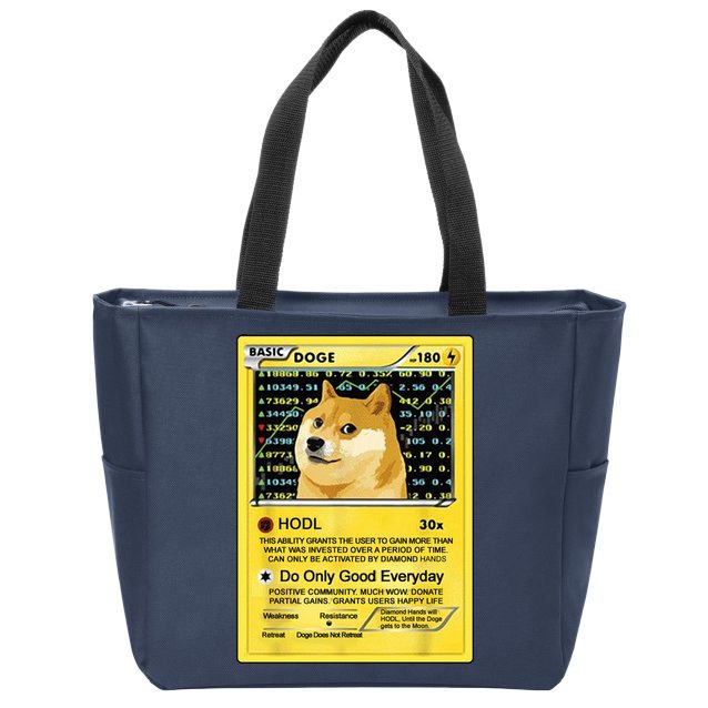 Doge HODL Card Crypto Currency Funny Zip Tote Bag