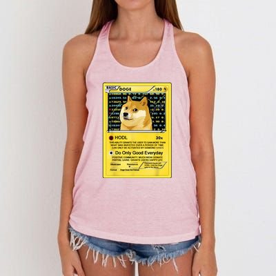 Doge HODL Card Crypto Currency Funny Women's Knotted Racerback Tank