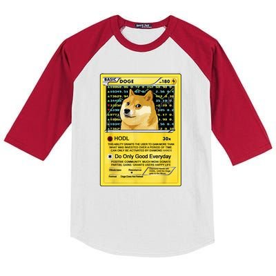 Doge HODL Card Crypto Currency Funny Kids Colorblock Raglan Jersey