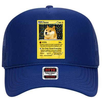 Doge HODL Card Crypto Currency Funny High Crown Mesh Back Trucker Hat