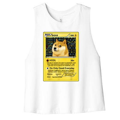 Doge HODL Card Crypto Currency Funny Women's Racerback Cropped Tank