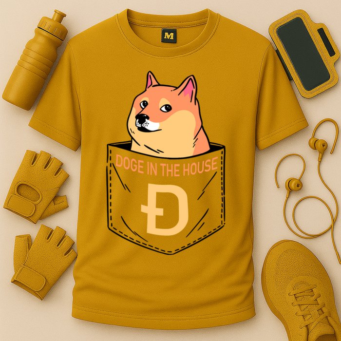 Doge In The House Pocket Cooling Performance Crew T-Shirt