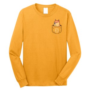 Doge In The House Pocket Long Sleeve Shirt