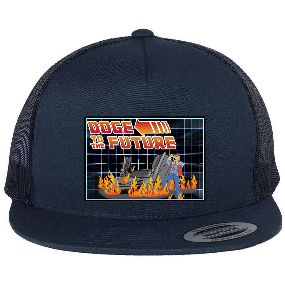 Doge To The Future Flat Bill Trucker Hat