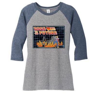 Doge To The Future Women's Tri-Blend 3/4-Sleeve Raglan Shirt