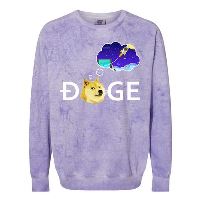 Doge To The Moon Crypto Currency Dogecoin Colorblast Crewneck Sweatshirt