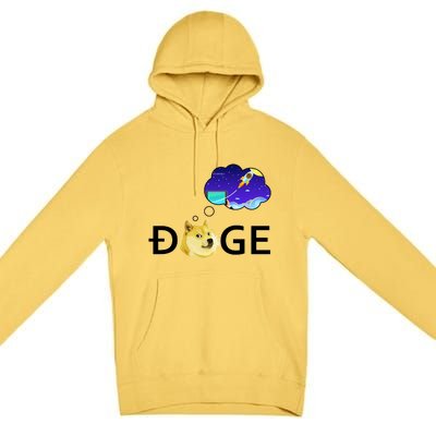 Doge To The Moon Crypto Currency Dogecoin Premium Pullover Hoodie