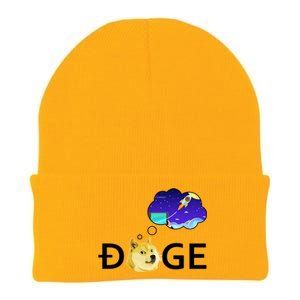 Doge To The Moon Crypto Currency Dogecoin Knit Cap Winter Beanie