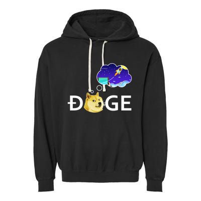 Doge To The Moon Crypto Currency Dogecoin Garment-Dyed Fleece Hoodie
