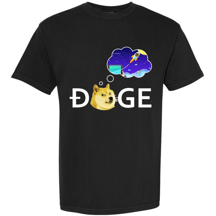 Doge To The Moon Crypto Currency Dogecoin Garment-Dyed Heavyweight T-Shirt