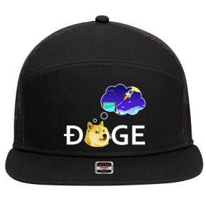 Doge To The Moon Crypto Currency Dogecoin 7 Panel Mesh Trucker Snapback Hat