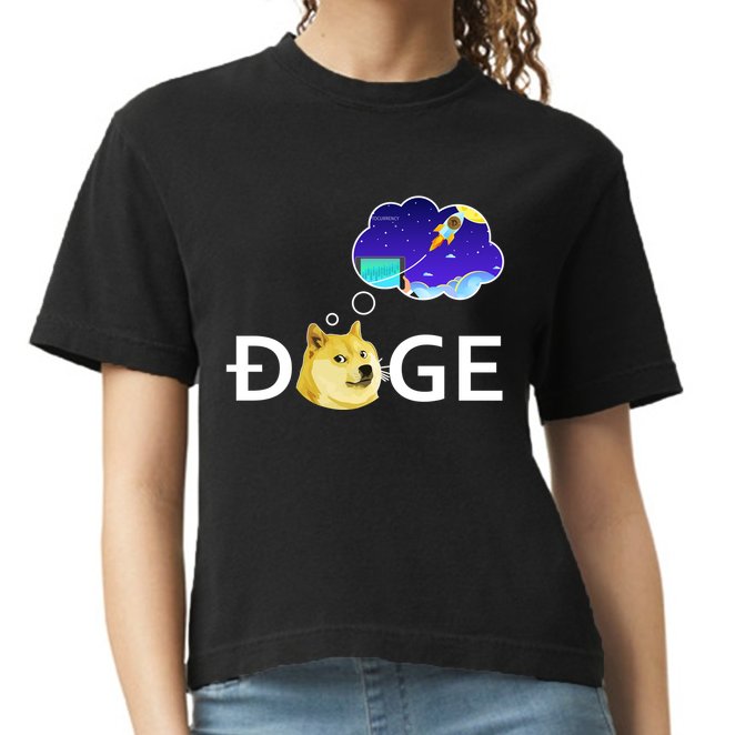 Doge To The Moon Crypto Currency Dogecoin Comfort Colors Boxy T-Shirt