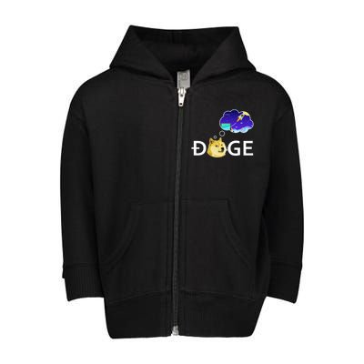 Doge To The Moon Crypto Currency Dogecoin Toddler Zip Fleece Hoodie