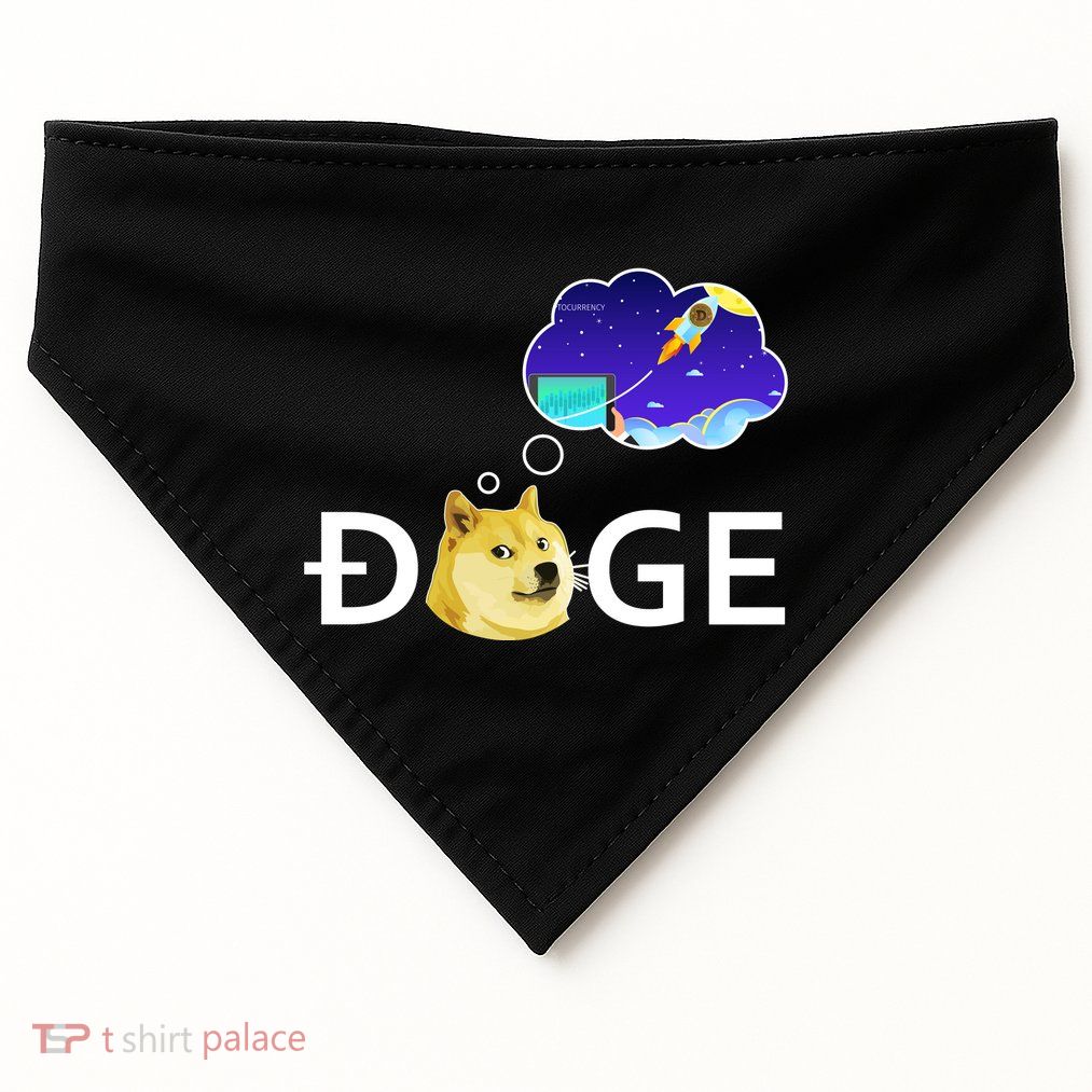 Doge To The Moon Crypto Currency Dogecoin USA-Made Doggie Bandana