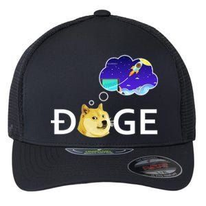 Doge To The Moon Crypto Currency Dogecoin Flexfit Unipanel Trucker Cap