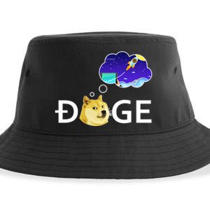 Doge To The Moon Crypto Currency Dogecoin Sustainable Bucket Hat