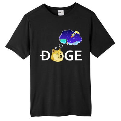 Doge To The Moon Crypto Currency Dogecoin Tall Fusion ChromaSoft Performance T-Shirt