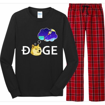 Doge To The Moon Crypto Currency Dogecoin Long Sleeve Pajama Set