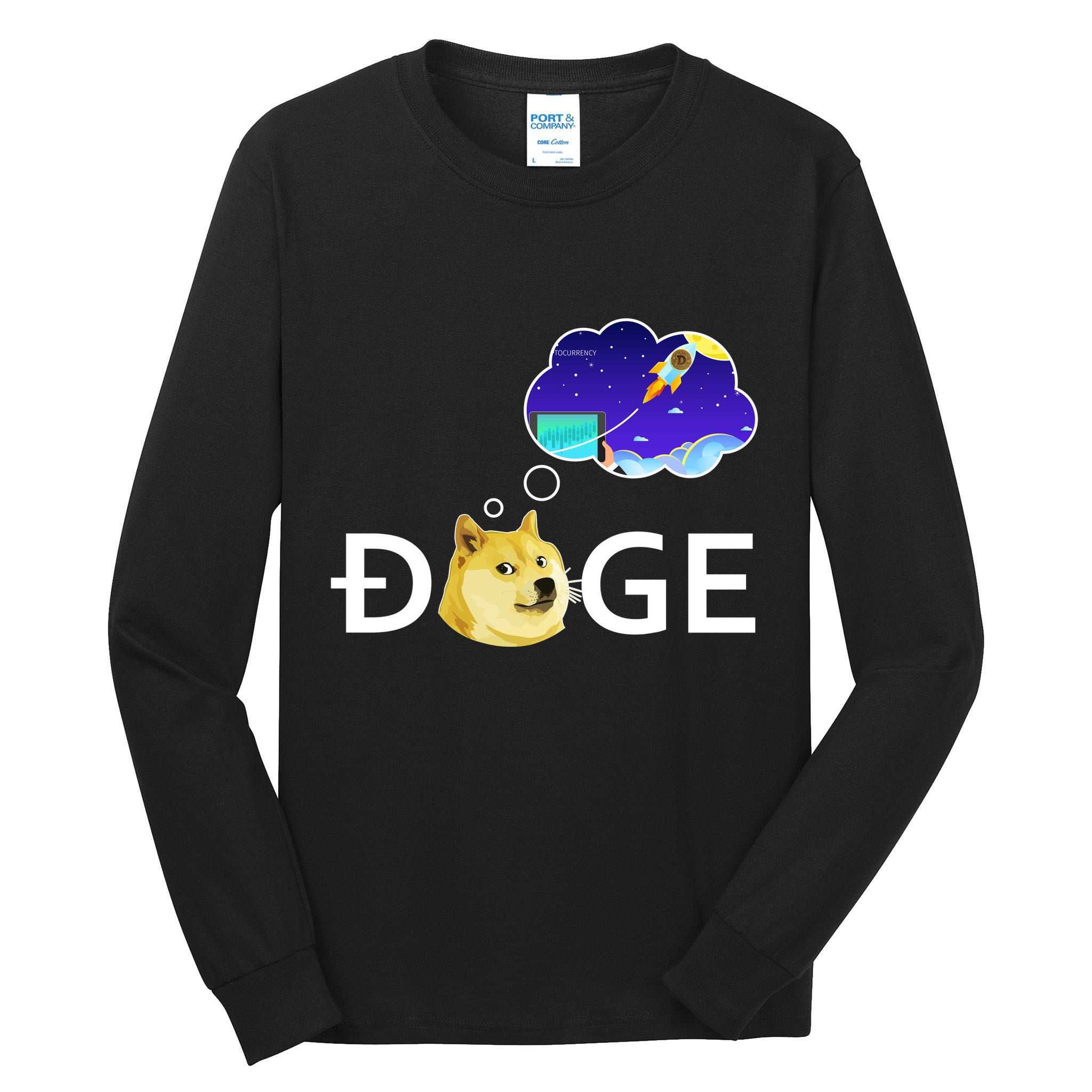 Doge To The Moon Crypto Currency Dogecoin Tall Long Sleeve T-Shirt