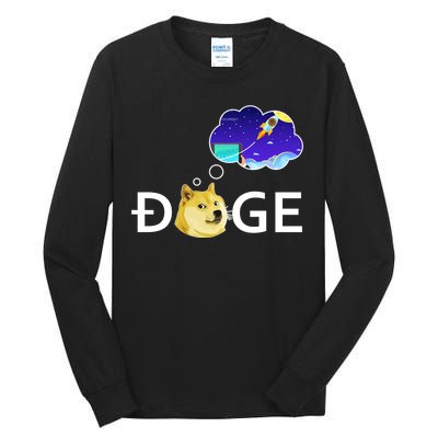 Doge To The Moon Crypto Currency Dogecoin Tall Long Sleeve T-Shirt