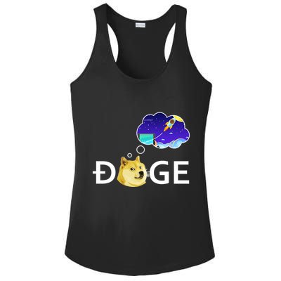 Doge To The Moon Crypto Currency Dogecoin Ladies PosiCharge Competitor Racerback Tank