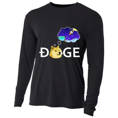 Doge To The Moon Crypto Currency Dogecoin Cooling Performance Long Sleeve Crew