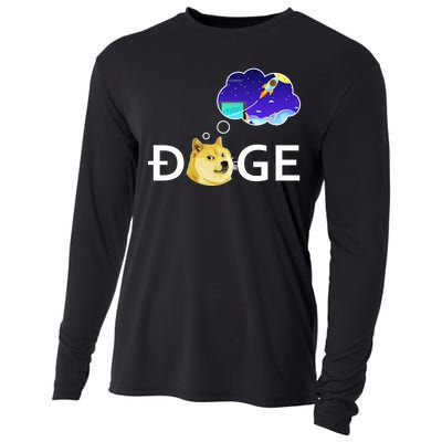 Doge To The Moon Crypto Currency Dogecoin Cooling Performance Long Sleeve Crew