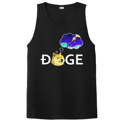 Doge To The Moon Crypto Currency Dogecoin PosiCharge Competitor Tank