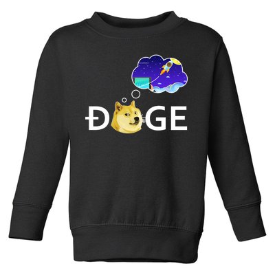 Doge To The Moon Crypto Currency Dogecoin Toddler Sweatshirt