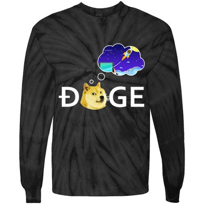 Doge To The Moon Crypto Currency Dogecoin Tie-Dye Long Sleeve Shirt