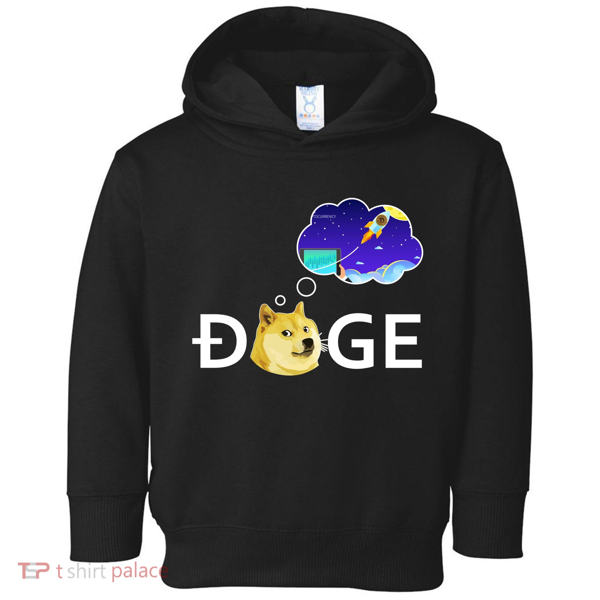 Doge To The Moon Crypto Currency Dogecoin Toddler Hoodie