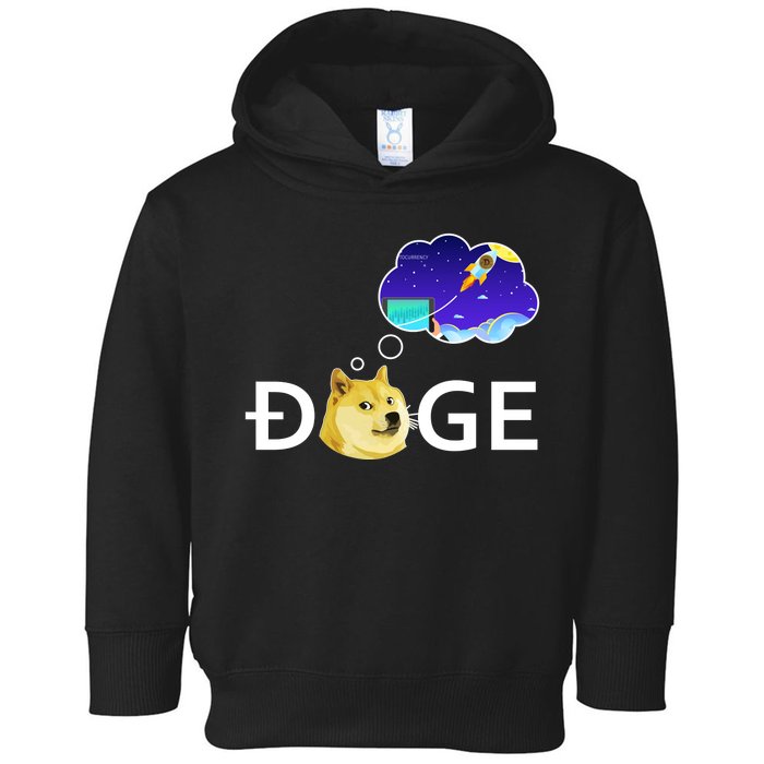 Doge To The Moon Crypto Currency Dogecoin Toddler Hoodie