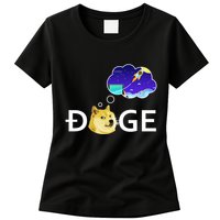 Doge To The Moon Crypto Currency Dogecoin Womens T-Shirt