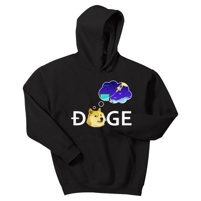 Doge To The Moon Crypto Currency Dogecoin Kids Hoodie