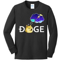 Doge To The Moon Crypto Currency Dogecoin Kids Long Sleeve Shirt