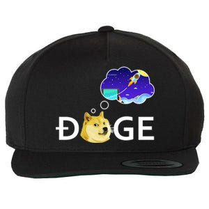 Doge To The Moon Crypto Currency Dogecoin Wool Snapback Cap