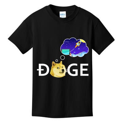 Doge To The Moon Crypto Currency Dogecoin Kids T-Shirt
