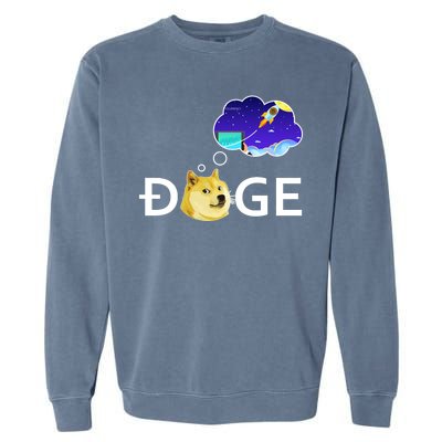 Doge To The Moon Crypto Currency Dogecoin Garment-Dyed Sweatshirt