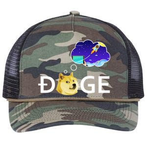 Doge To The Moon Crypto Currency Dogecoin Retro Rope Trucker Hat Cap