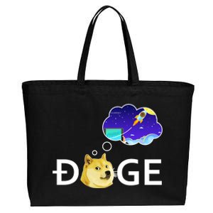 Doge To The Moon Crypto Currency Dogecoin Cotton Canvas Jumbo Tote