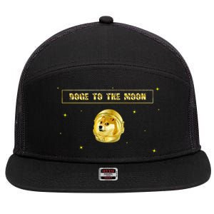 Doge To The Moon Dogecoin Crypto Currency 7 Panel Mesh Trucker Snapback Hat