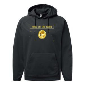 Doge To The Moon Dogecoin Crypto Currency Performance Fleece Hoodie