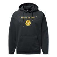 Doge To The Moon Dogecoin Crypto Currency Performance Fleece Hoodie