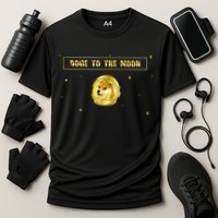 Doge To The Moon Dogecoin Crypto Currency Cooling Performance Crew T-Shirt