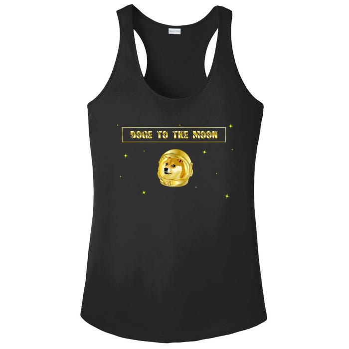 Doge To The Moon Dogecoin Crypto Currency Ladies PosiCharge Competitor Racerback Tank