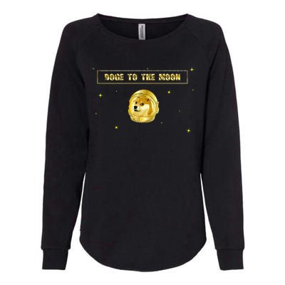 Doge To The Moon Dogecoin Crypto Currency Womens California Wash Sweatshirt