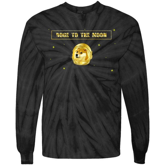 Doge To The Moon Dogecoin Crypto Currency Tie-Dye Long Sleeve Shirt