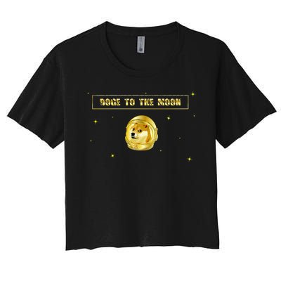 Doge To The Moon Dogecoin Crypto Currency Women's Crop Top Tee