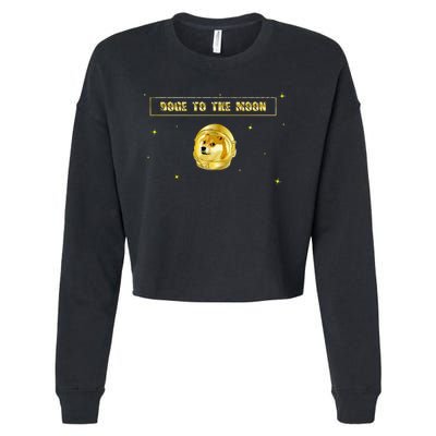 Doge To The Moon Dogecoin Crypto Currency Cropped Pullover Crew