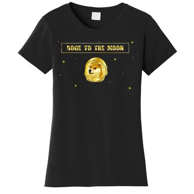 Doge To The Moon Dogecoin Crypto Currency Women's T-Shirt